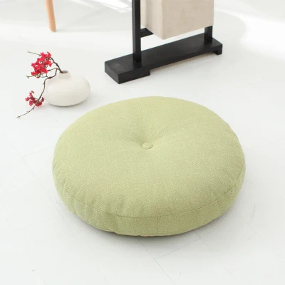 light green Lotus хлопковая льняная подушка, круглая подушка для дивана, стула, подушка для стула, подушки для офисных транспортных средств, домашняя круглая подушка-футон 40 см/50 см/60 - Цвет: light green