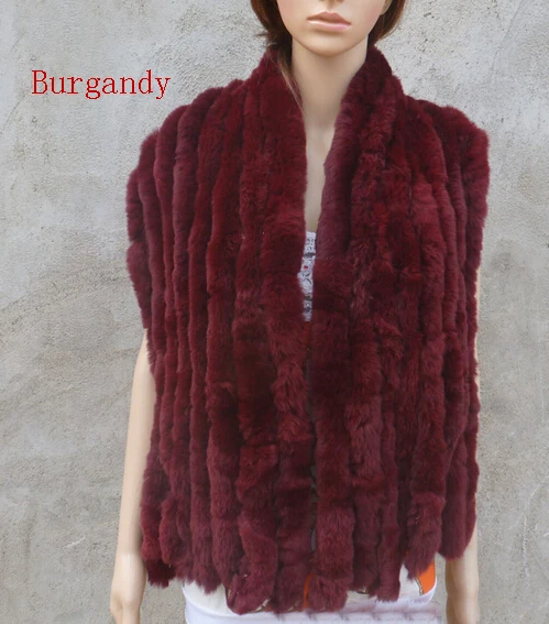 Натуральный вязаный шарф из кроличьего меха Рекс женская зимняя теплая шаль