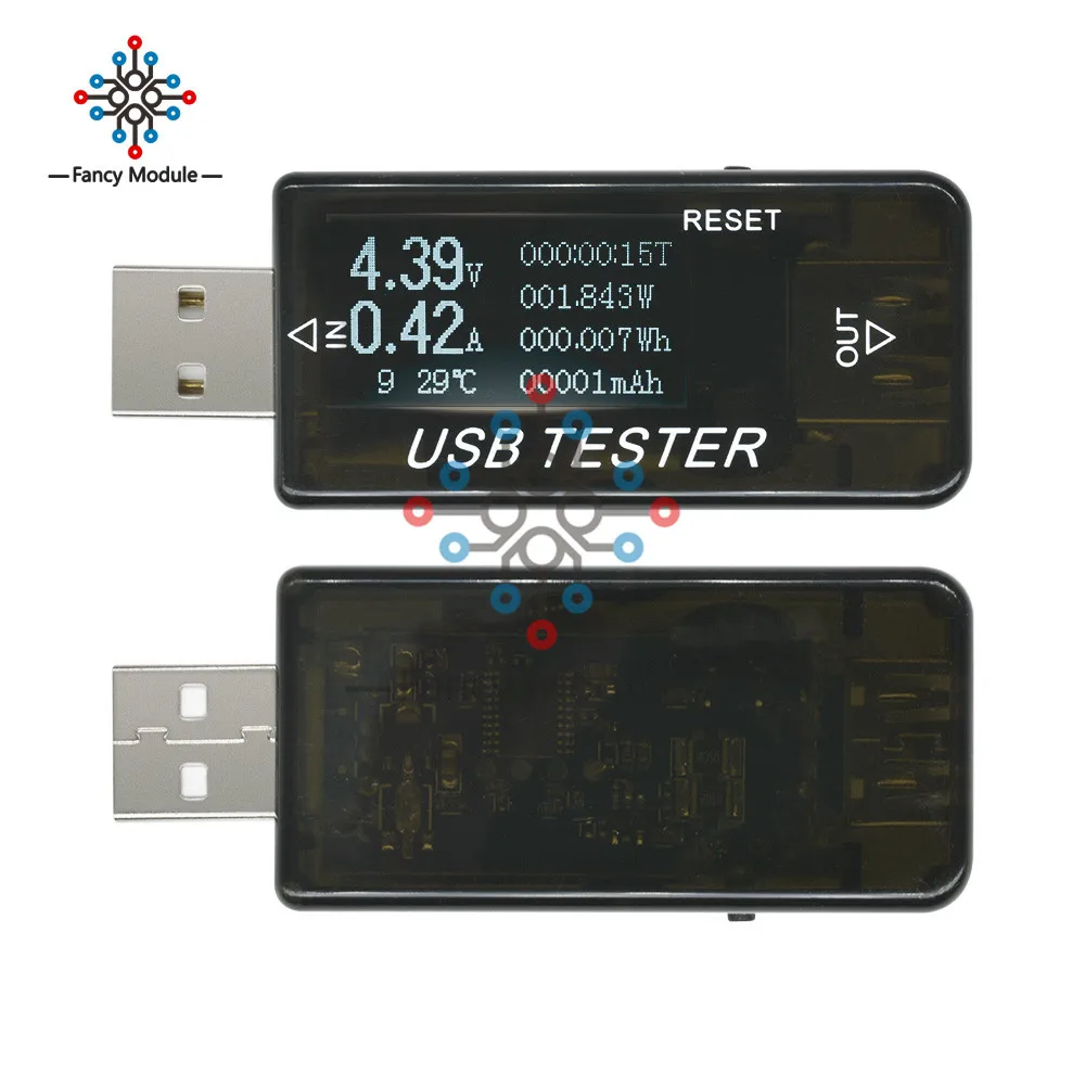 8В1 ЖК-дисплей электрическая мощность USB Емкость тестер напряжения измеритель тока монитор вольтметр Амперметр Емкость тестер мощности черный корпус