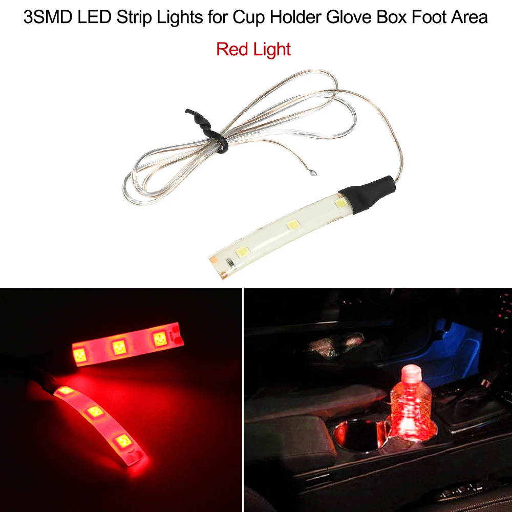 3SMD светодиодные полосы света для держателя чашки бардачок область ноги, белый свет