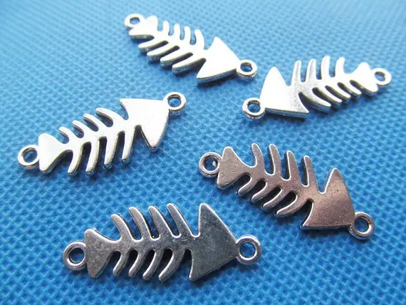 50 штук старинное серебро/старинная бронза Рыбья кость/Рыбьи кости Коннектор Подвеска Шарм/Элемент для браслета Самостоятельного создания аксессуара.