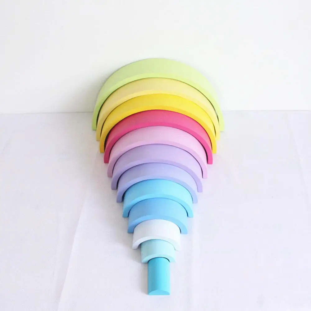 

12Pcs Large Rainbow Colors Wooden Puzzle Toy for Infant Kids