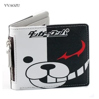 anime danganronpa short pu purse monokuma wallet with zipper coin purse