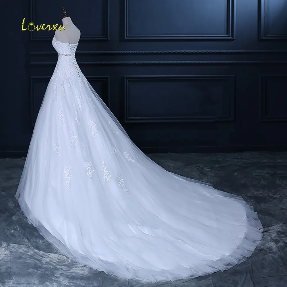 Loverxu Robe De Mariage без лямок с аппликациями на шнуровке А силуэта свадебное платье 2019