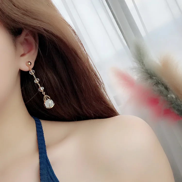 2020 темпераментные длинные серьги с опалом кристалл от Swarovski индивидуальные