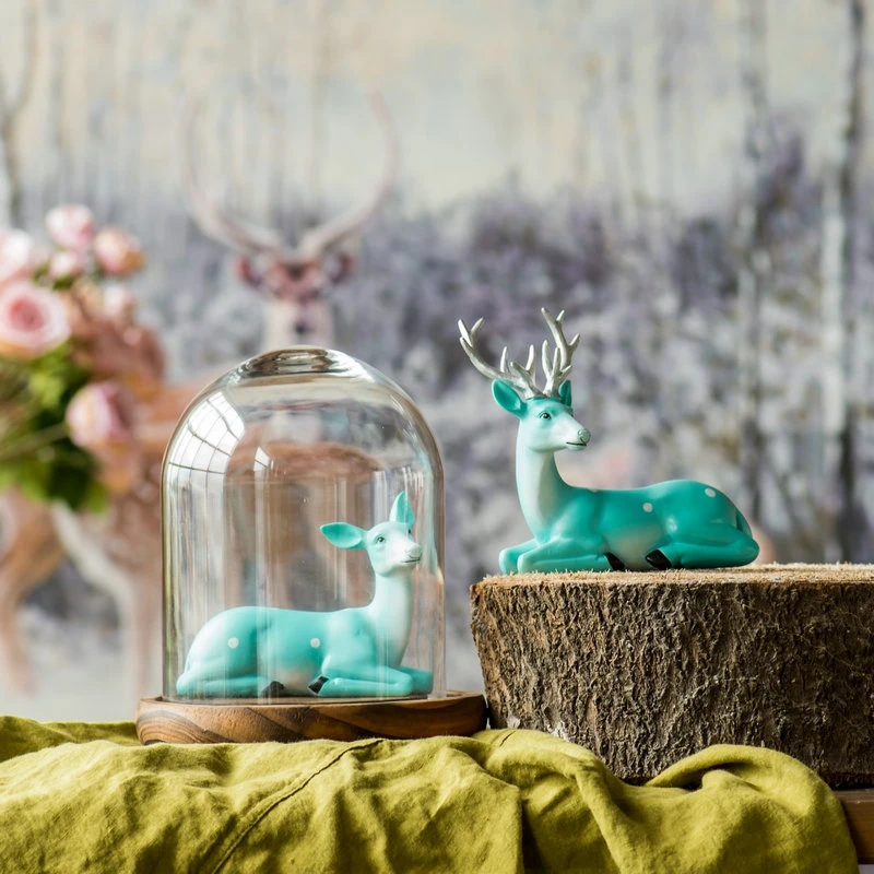 American Village Deer Home Decoration Accessories Modern Blue Resin Decoracion Hogar Creative Crafts Animal Cervo Ornaments | Дом и сад