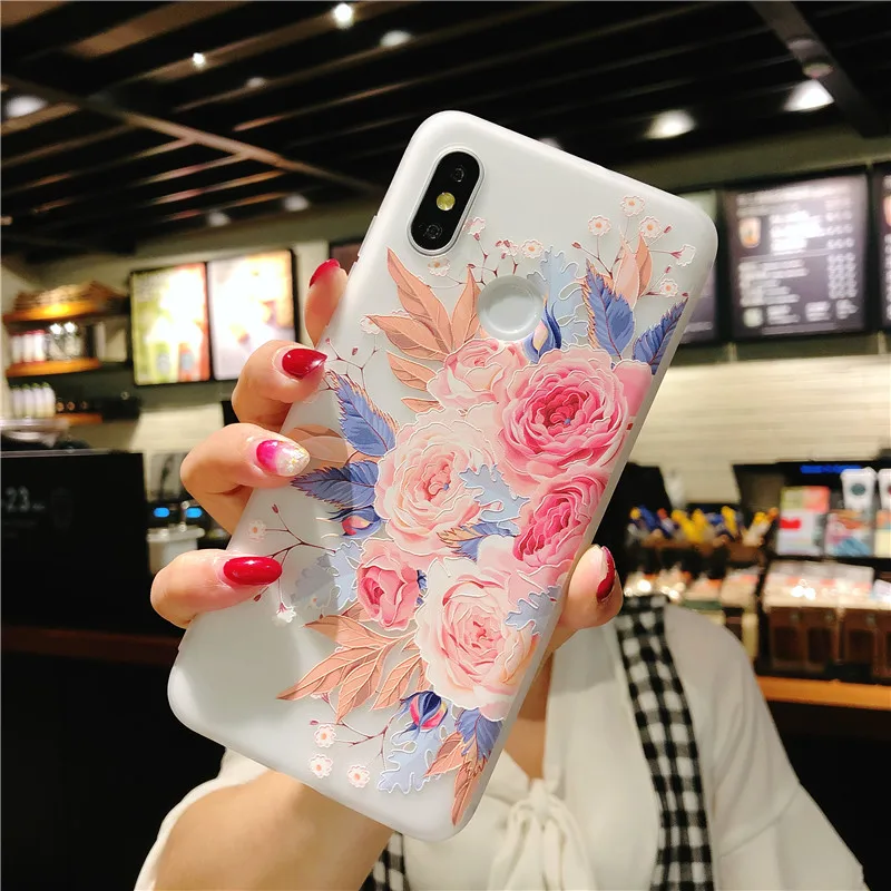 KISSCASE 3D рельефный чехол с цветами для Xiaomi Redmi Note 5 6 pro Мягкий Силиконовый Футляр 4X