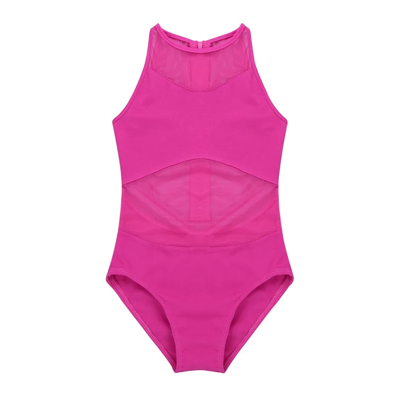 Kids Girls Sleeveless ZipperBallet Dance Wear Mesh Back Toddler Athletic Ballerina Leotards Dress Gymnastics Bodysuit |