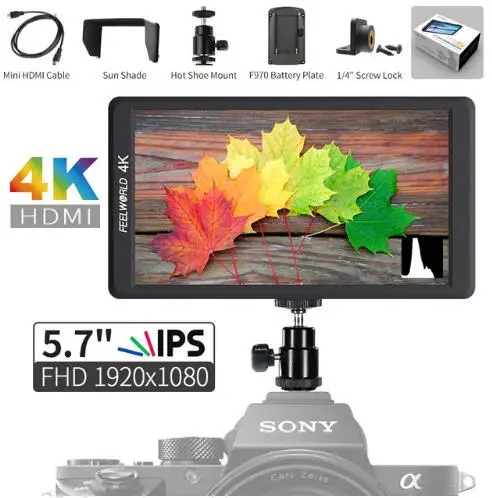 Feelworld F570 5 7 &quotIPS Full HD 1920x1080 4K HDMI полевой монитор для камеры Canon Nikon DSLR камера Gimbal Rig