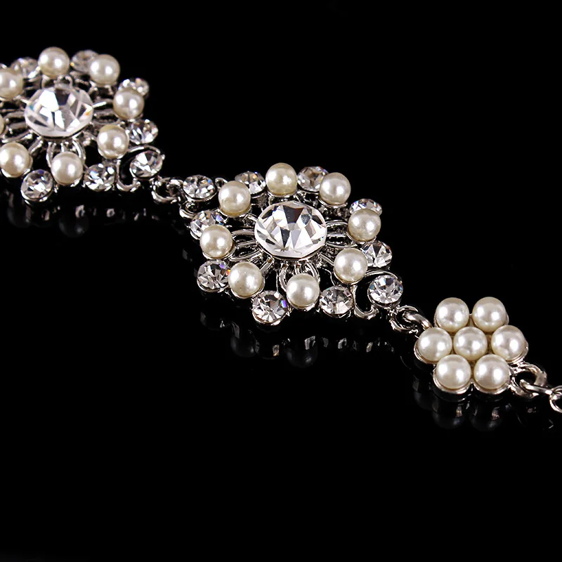 Женский браслет с жемчугом и австрийскими кристаллами свадебная бижутерия|bracelet