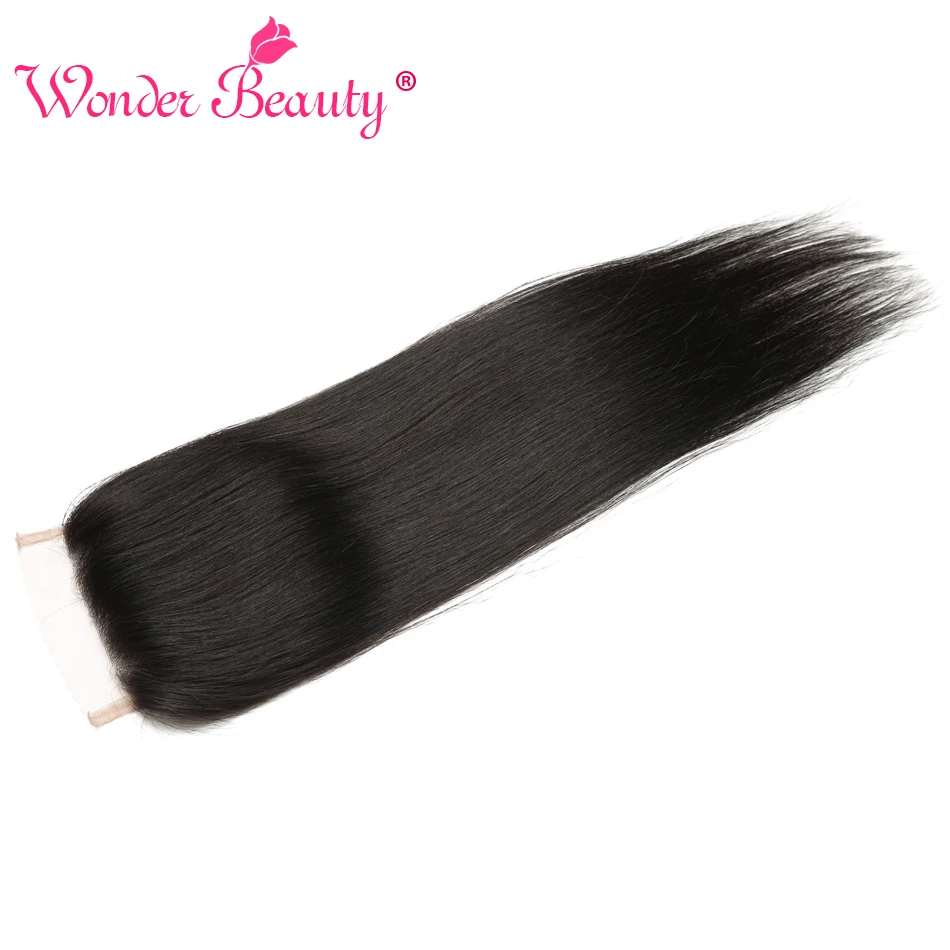 Wonder Beauty не Реми человеческие волосы перуанские прямые Кружева Закрытие 4x4