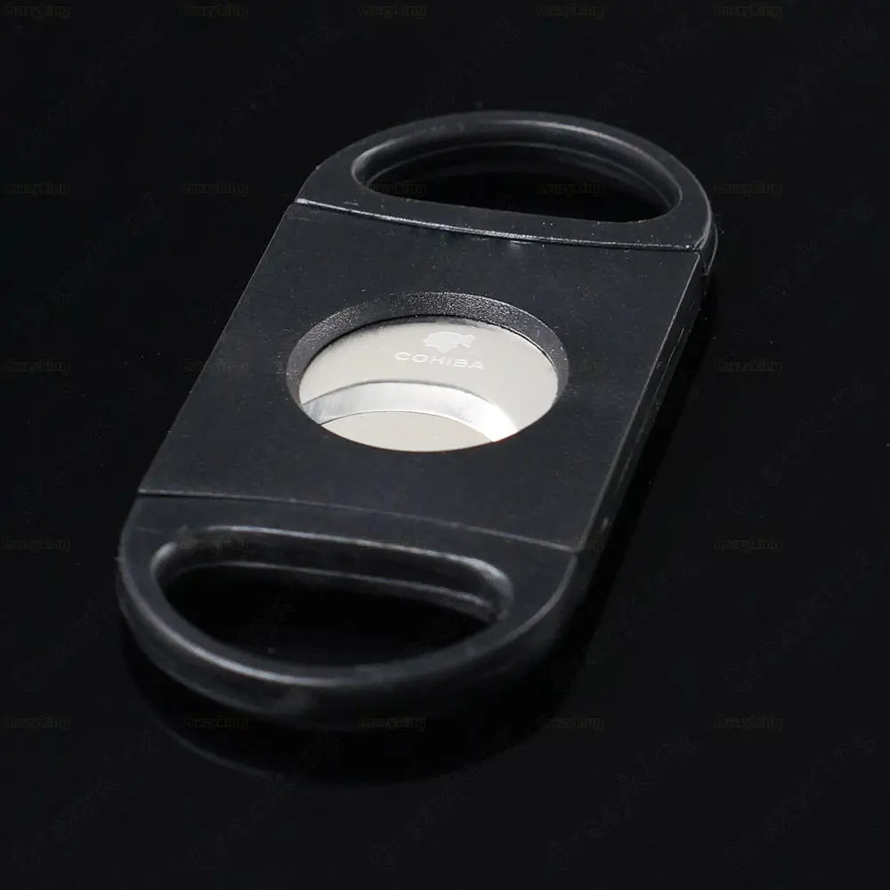 Cohiba Black Plastic Handle Stainless Steel 2 Blade Pocket Cigar Cutter Scissors | Дом и сад