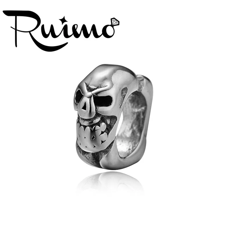 Мужской браслет с черепом RUIMO кожаные браслеты 316l из нержавеющей стали настоящим