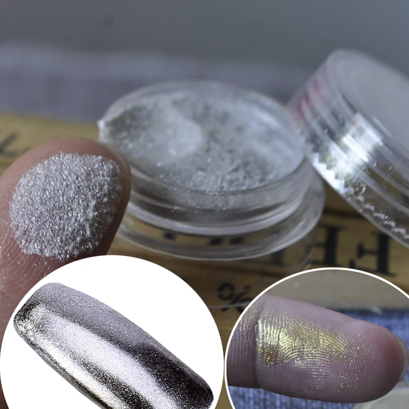 Mirror Glitter Powder for Nails Art Tips Shiny Silver Golden Colour Nail Decorative Toe Flare | Красота и здоровье