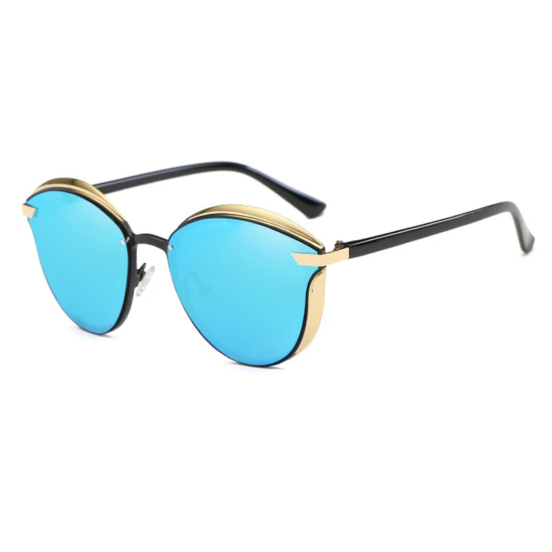 GOLD BLUE C5 SIMPRECT Круглые Солнцезащитные очки Для женщин поляризационные UV400 высокое качество металла зеркало солнцезащитные очки Мода ретро люнет De Soleil Femme - Цвет линз: GOLD BLUE C5