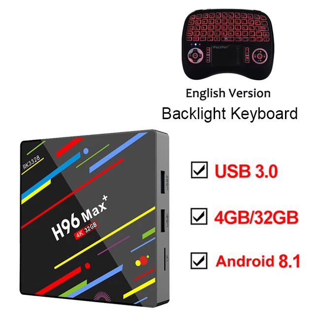 Add Backlight E 21SD Смарт ТВ приставка Android 9,0 4 Гб 32 Гб Rockchip RK3328 1080P H.265 4K Netflix Youtube WiFi Android ТВ приставка H96 MAX Plus - Цвет: Add Backlight E 21SD