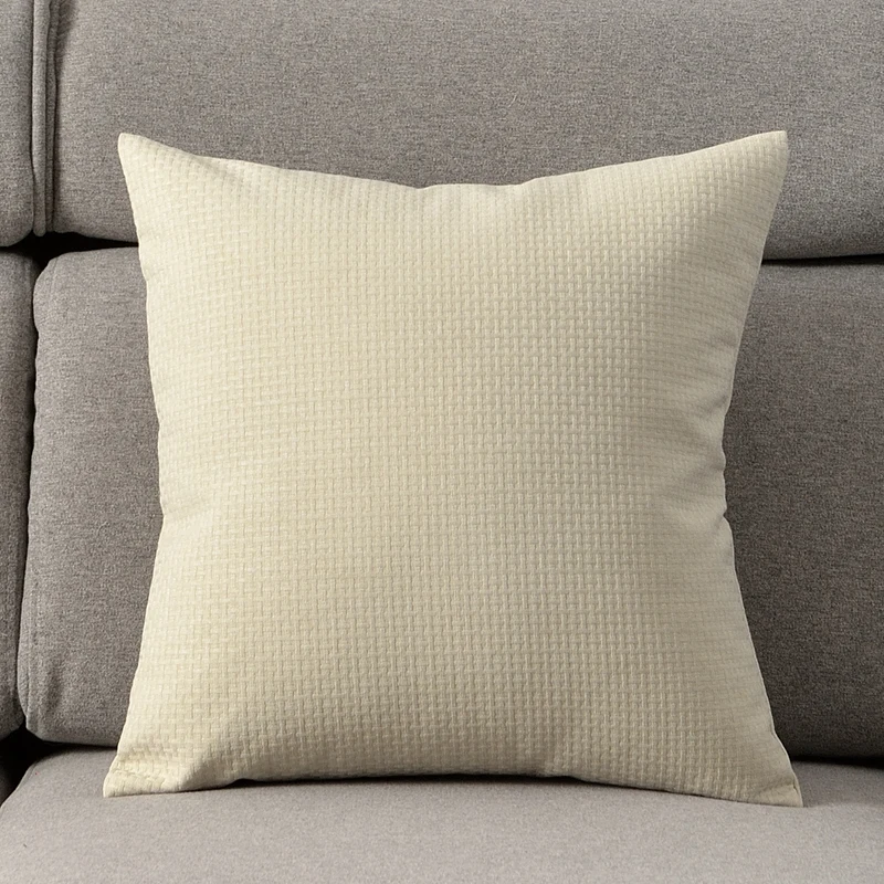 Beige Однотонный чехол для подушки из хлопка и льна, Декоративные Чехлы для подушек, наволочка для дивана, стула, автокресла, чехол для подушки с узором из ротанга - Цвет: Beige