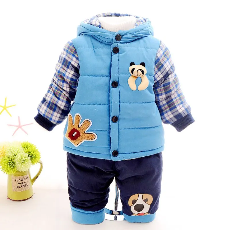 New 2017 Baby boys winter clothing suit set warm down jacket+pants long sleeve coat kis fashion clothes 12M-3years |