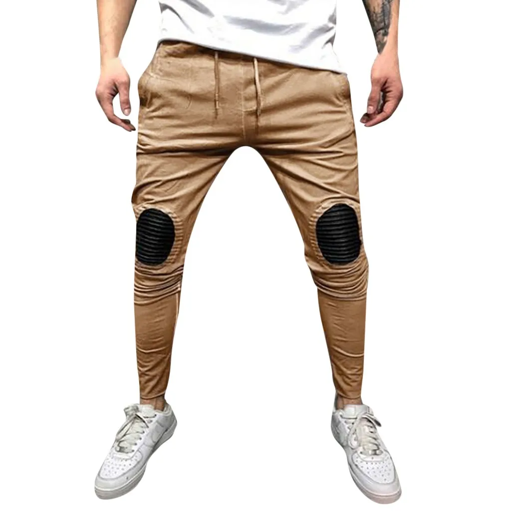 Мужские брюки; Pantalon Hombre; сезон весна-зима; брюки для бега; однотонные Лоскутные Спортивные брюки с завязками; брюки; Pantalon Homme; Лидер продаж