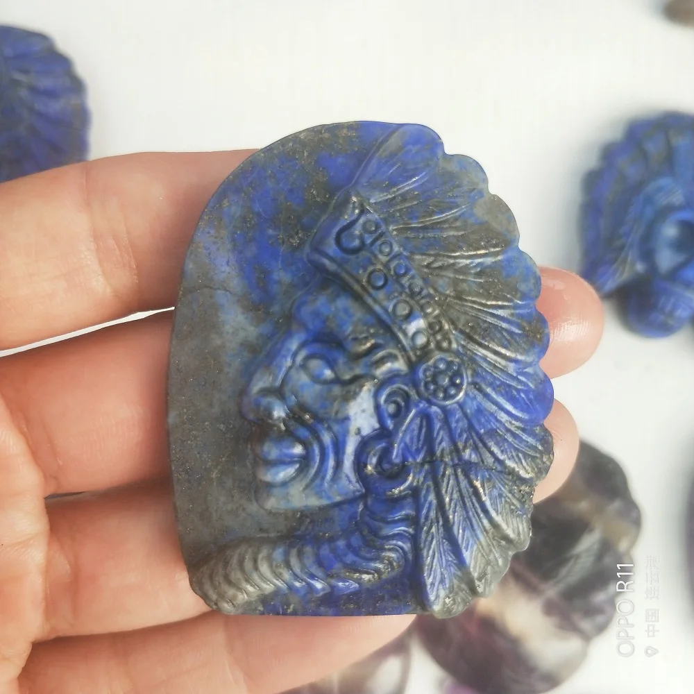 

1pcs Beautiful lapis lazuli crystal skull carving quartz skull . quartz crystal Manual carving gift