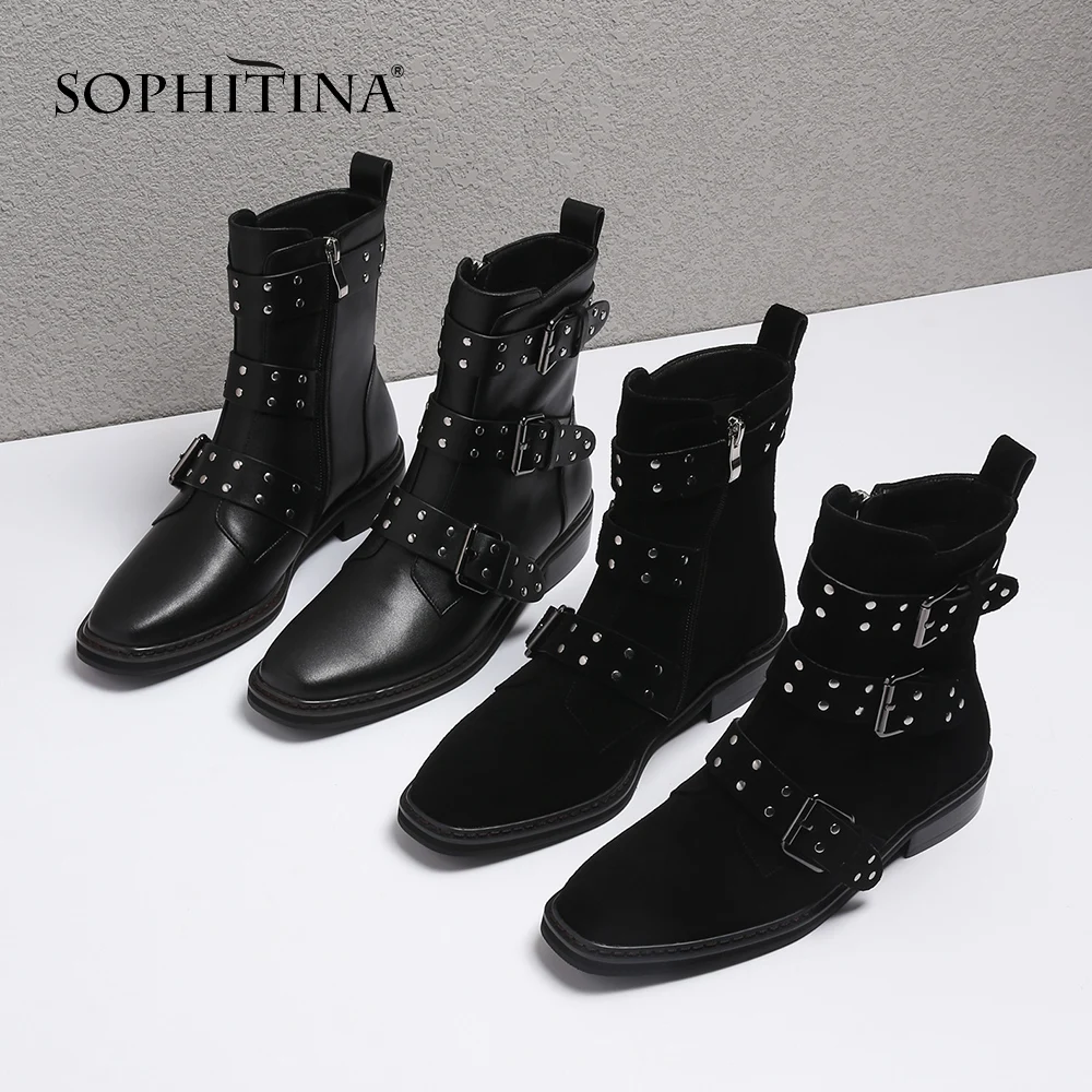 SOPHITINA/Новинка. Модные женские ботинки из натуральной кожи внутри ворсин.