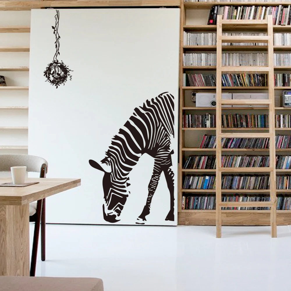Однотонные черные настенные наклейки Зебра цветок современное оформление стены