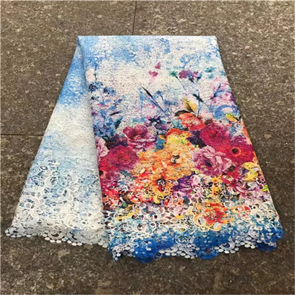 Шелк молока Материал африканских высокого качества гипюр Кружево/африканская