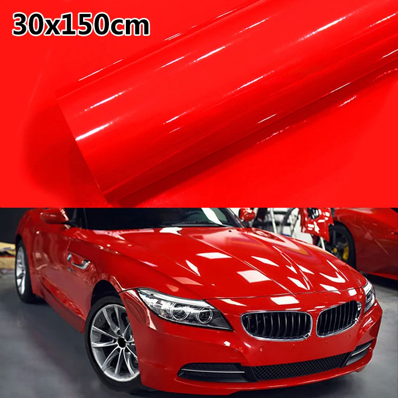 

Exterior Gloss Red sticker DIY 30*150CM Film Wrap Air Bubble Free Anti-fouling