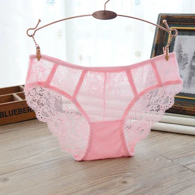 Pink Трусы для девочек, трусы, нижнее белье, сексуальные кружевные подштанники, бесшовные трусики, Прозрачное нижнее белье для подростков, детские штаны, трусики - Цвет: Pink