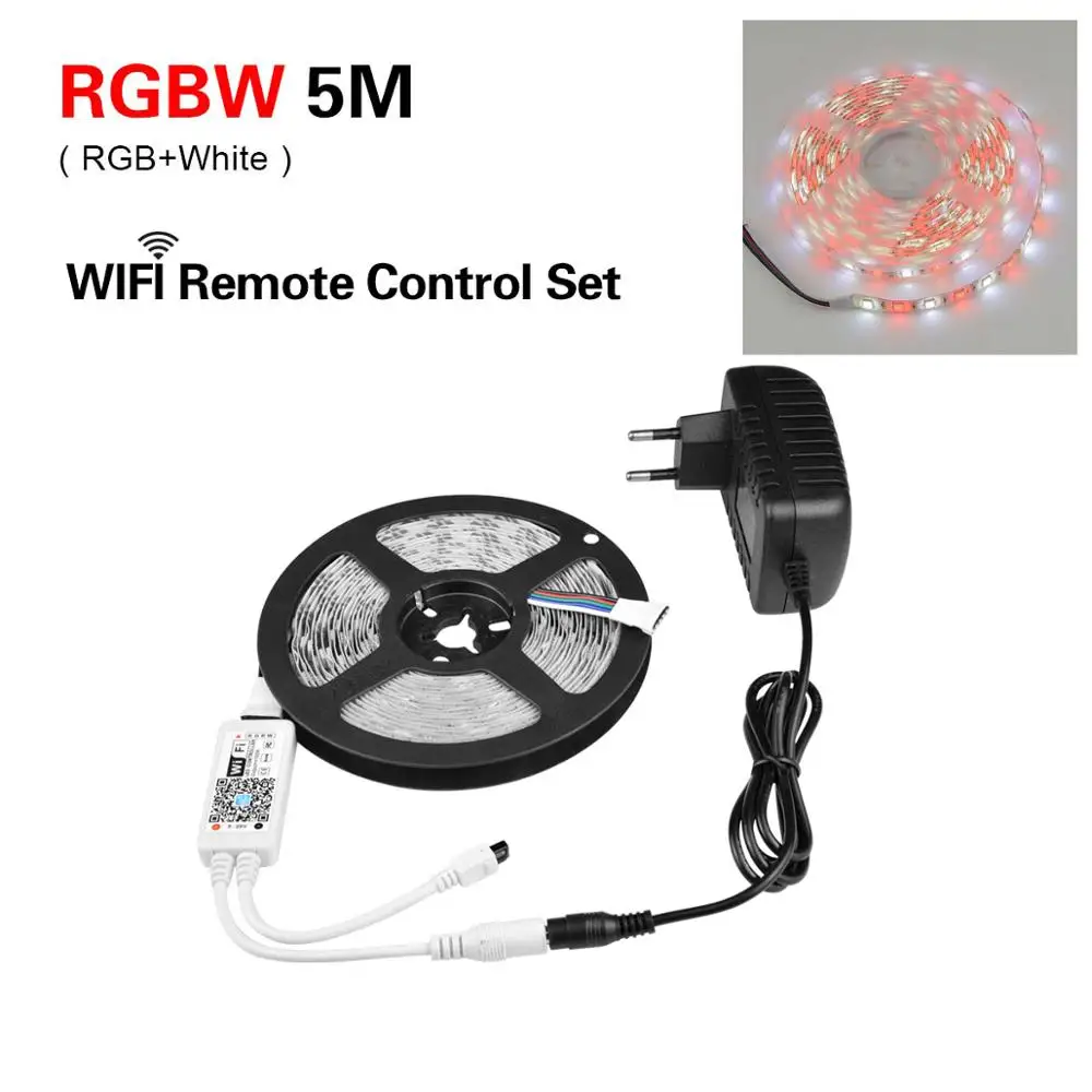 RGBW Wifi Controller 5 м RGB RGBW rgbww Светодиодная лента с Wi-Fi контроллером 300 светодиодный s DC 12 В 5050 Светодиодная лента Диодная лента удаляющая адаптер питания - Испускаемый цвет: RGBW Wifi Controller