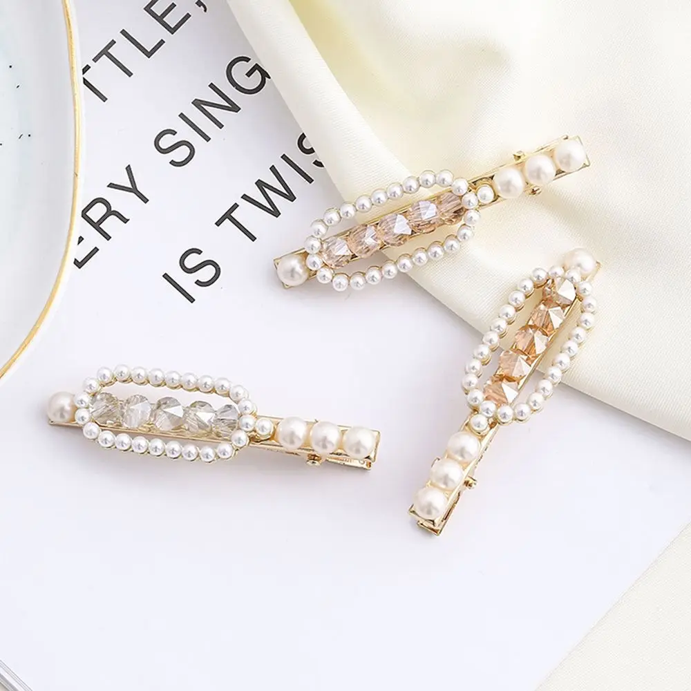 

New Korean Crystal Pearl Elegant Women Barrettes Hair Clip Hairgrips Hair Accessories Handmade Beads Hair Barrettes Bobby Pins