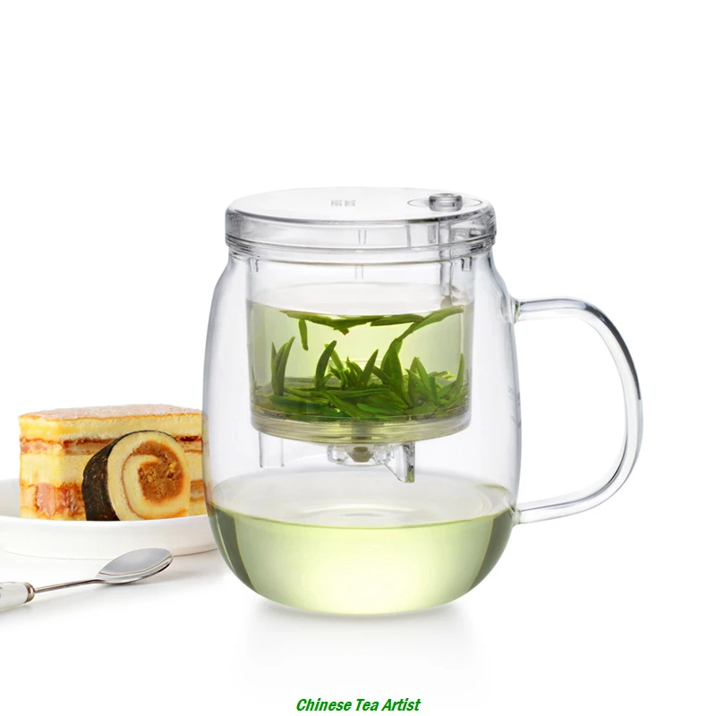 Горячая Распродажа термостойкая стеклянная чайная кружка с крышкой и инфузером