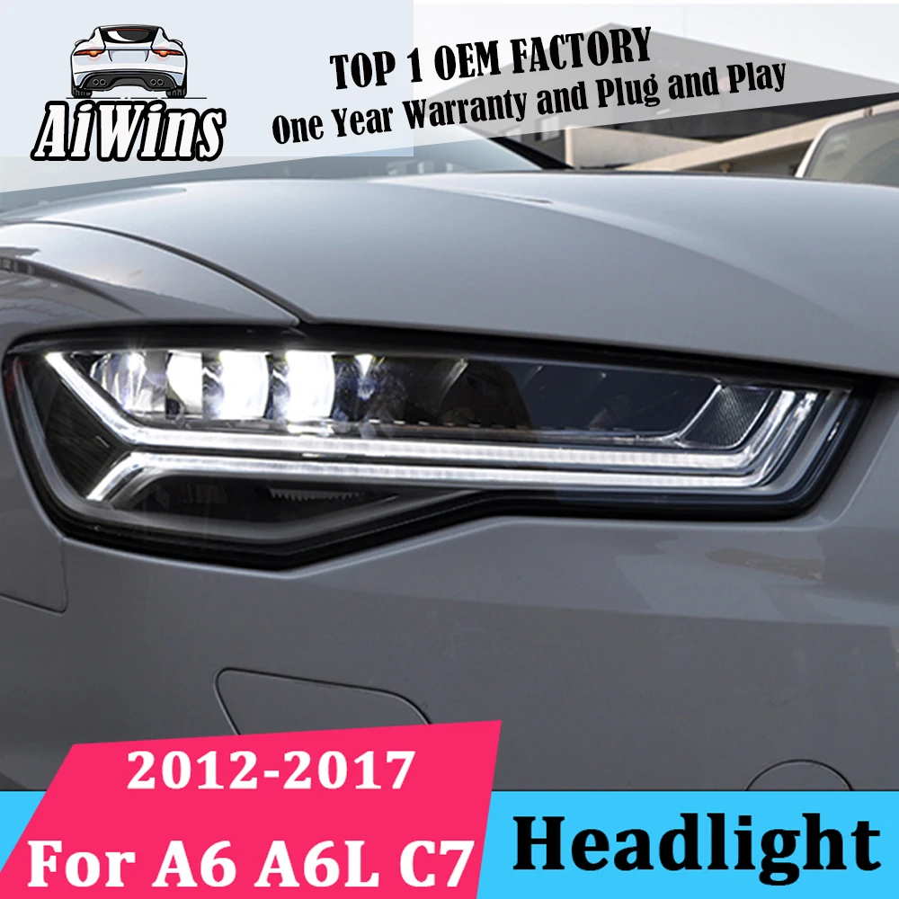 Aiwins для Audi A6 A6L C7 2012 2017 передние фары в сборе светодиодный DRL ангельские линзы