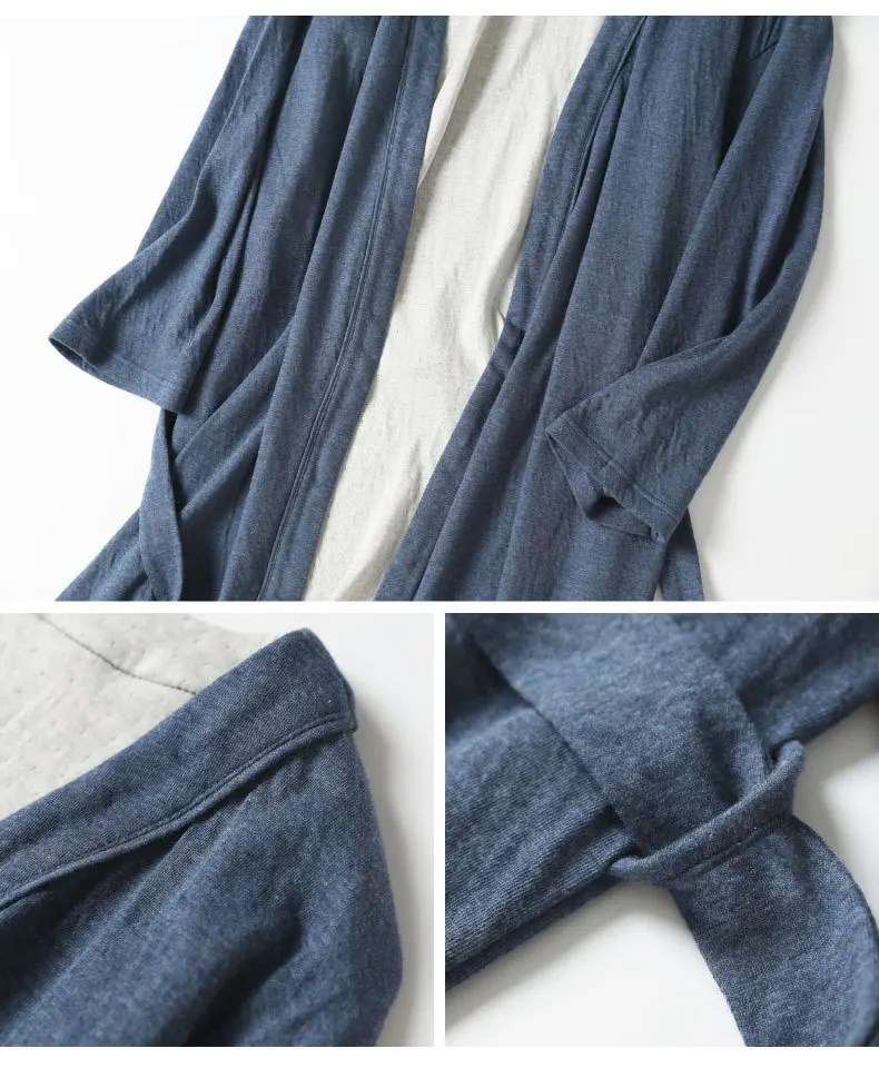 Autumn Brand Robes lovers Pajamas Women Cotton Robe Couples Long Sleeve Robe Female V-neck collar Bathrobe with Belt