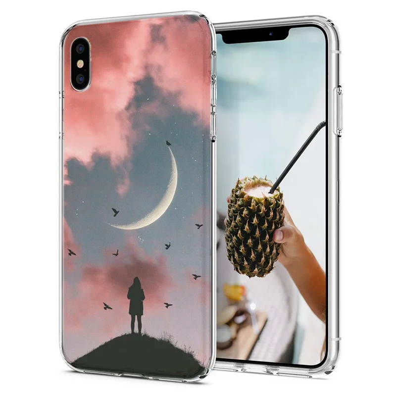 Мягкий чехол для телефона iPhone 6 XS Max чехлы из ТПУ цветной с изображением неба