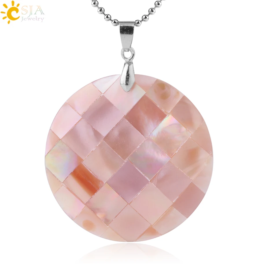 CSJA Натуральная Розовая ракушка Круглые Подвески ракушки перламутр кулон