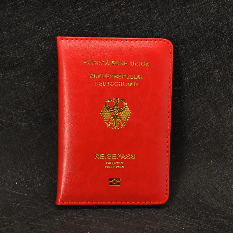 Красный Немецкая Обложка для паспорта, Женский кошелек для путешествий, Обложка для паспорта из искусственной кожи чехол для паспорта reiseball Deutschland протектор - Цвет: Красный