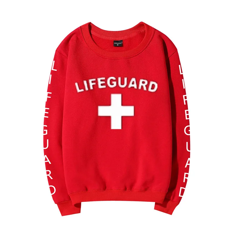 3-сторонняя принт спасатель Толстовка Повседневное Crewneck человек толстовки Красный спасатель толстовки пуловер мужской спортивный костюм унисекс S-3XL - Цвет: RED