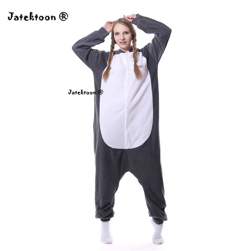 Милый чехол с животным узором Lemur длинный хвост обезьяна взрослых Onesie унисекс пижамы Хэллоуин костюмы для рождественской вечеринки