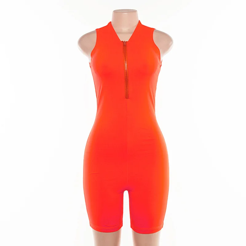 Новое поступление дизайн флуоресцентный цвет v образный вырез молния без рукавов