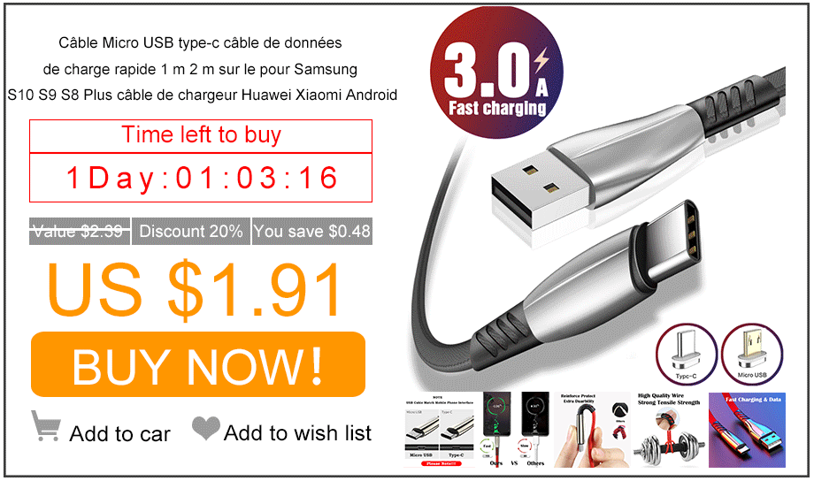 Micro USB кабель 1 м Быстрая зарядка 3,0 кабель для передачи данных usb type-C кабель USB для samsung huawei Xiaomi линия зарядного устройства для мобильных телефонов