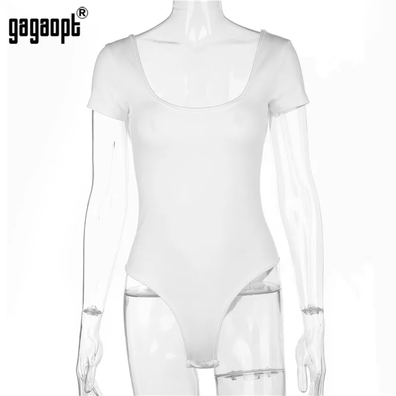 Gagaopt, летний Боди из 95% хлопка с открытой спиной, женский сексуальный боди с коротким рукавом, белый/черный облегающий комбинезон, комбинезон