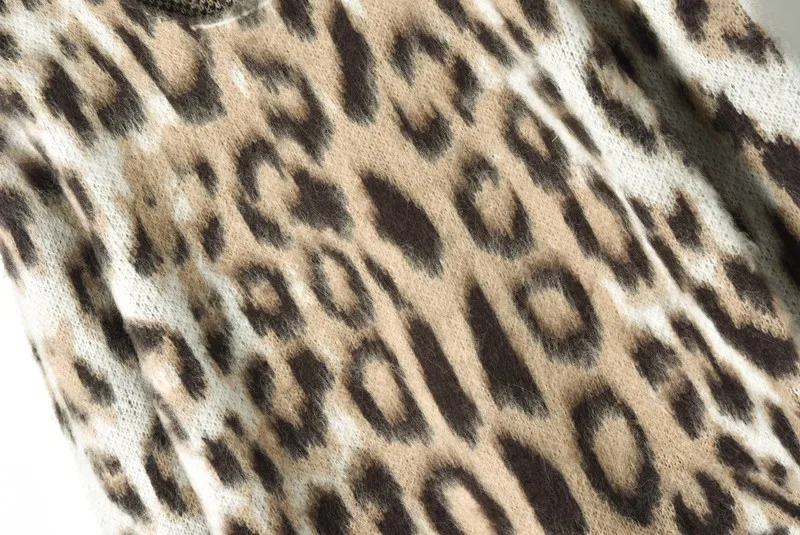 Mohair Knitted Sweater 2018 Winter Fashion Sexy Leopard luxury sweater mujer Women Long Sleeve Pullover Warm femme hiver | Женская