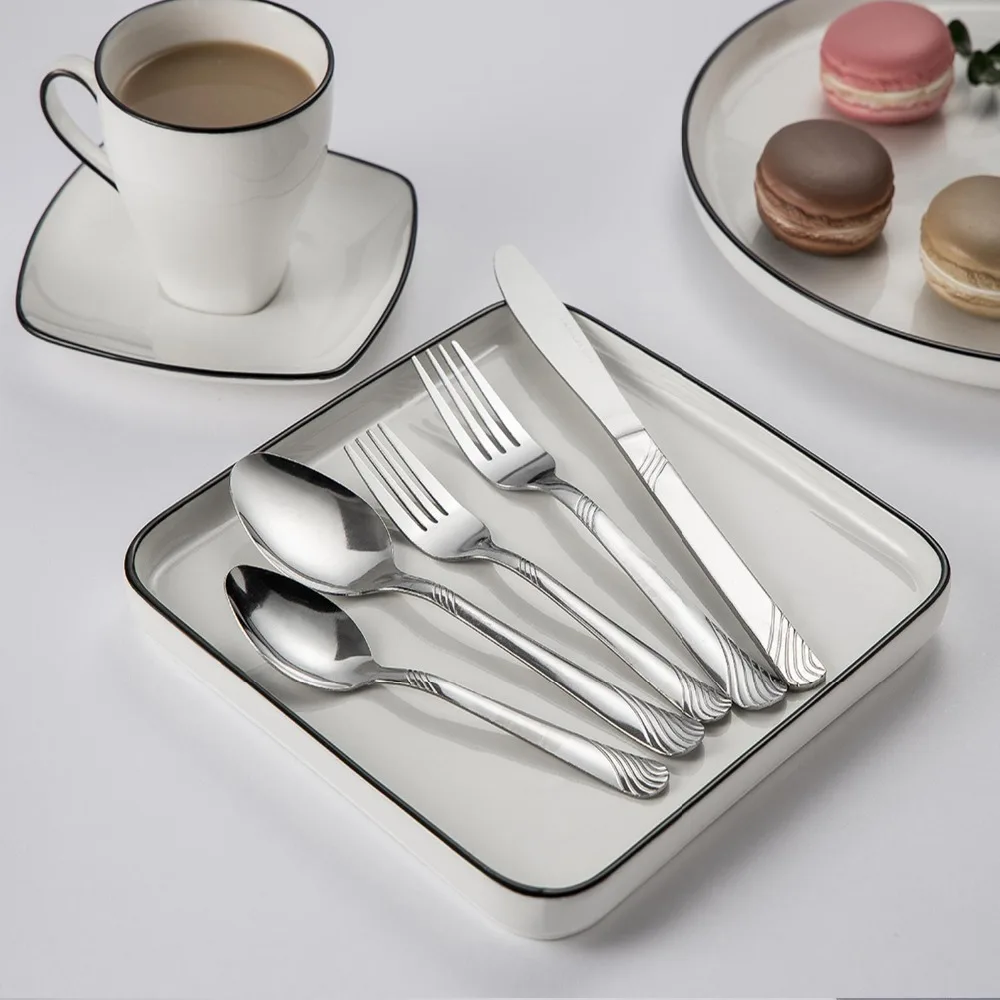 

48 Pieces Dinnerware Set Cutlery Stainless Steel Western Tableware Traditional Classic Dinner Suit Knife Fork Restaurant Dining