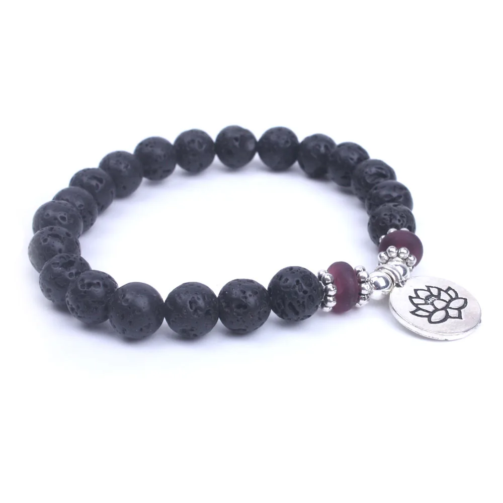 8mm Natural stone beads with OM Lotus Buddha yoga bracelet set of 3 men &amp women strand dropshipping | Украшения и аксессуары