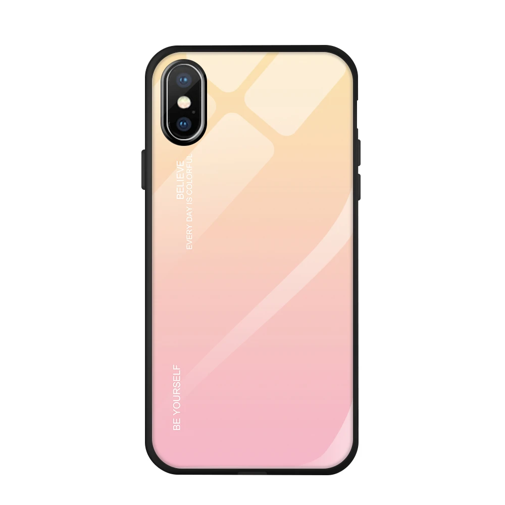 Чехол для Apple iphone XS Max XR X, Роскошный Жесткий чехол из закаленного стекла, модный градиентный защитный чехол, чехол для iphone 6 6 S 7 8 Plus - Цвет: style 01
