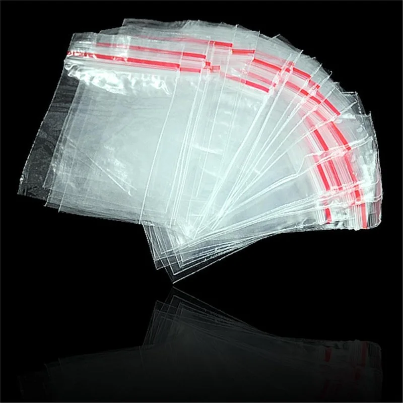 

100pcs 5size Jewelry Ziplock Zip Zipped Lock Reclosable Plastic Clear Bags DIY Jewelry Accessories Pouch Reusable