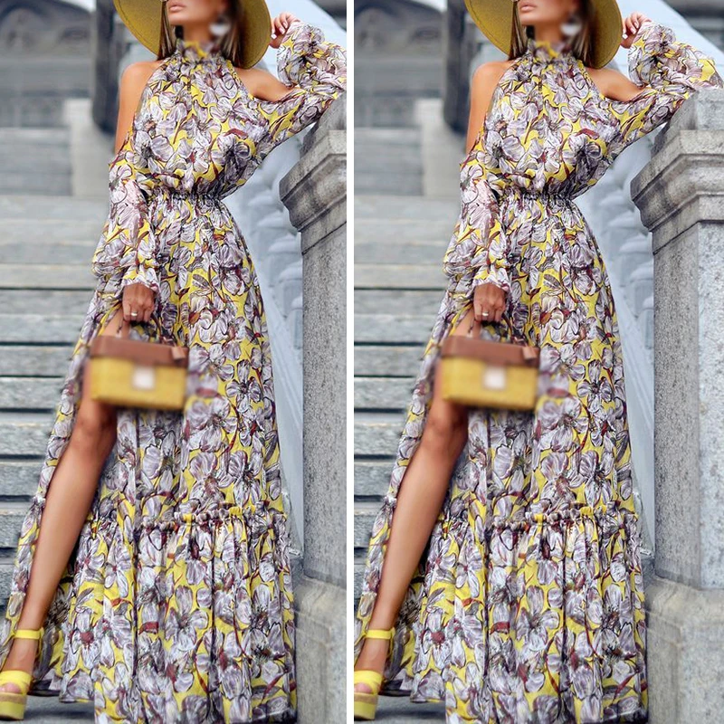 Праздничное платье макси Разделение Повседневное Для летних вечеринок женские