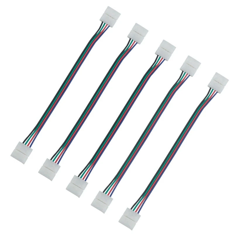 5 шт./лот 10 мм 4pin RGB Светодиодная лента без пайки двойной разъем зажим кабель