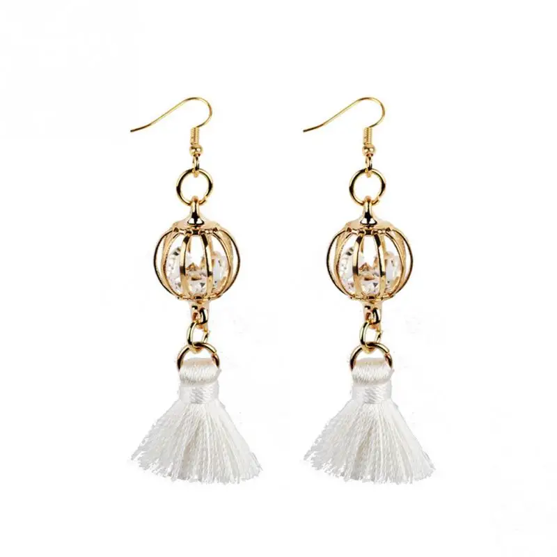 Хрустальный шар сладкий кисточкой серьги Для женщин Мода Длинные висячие